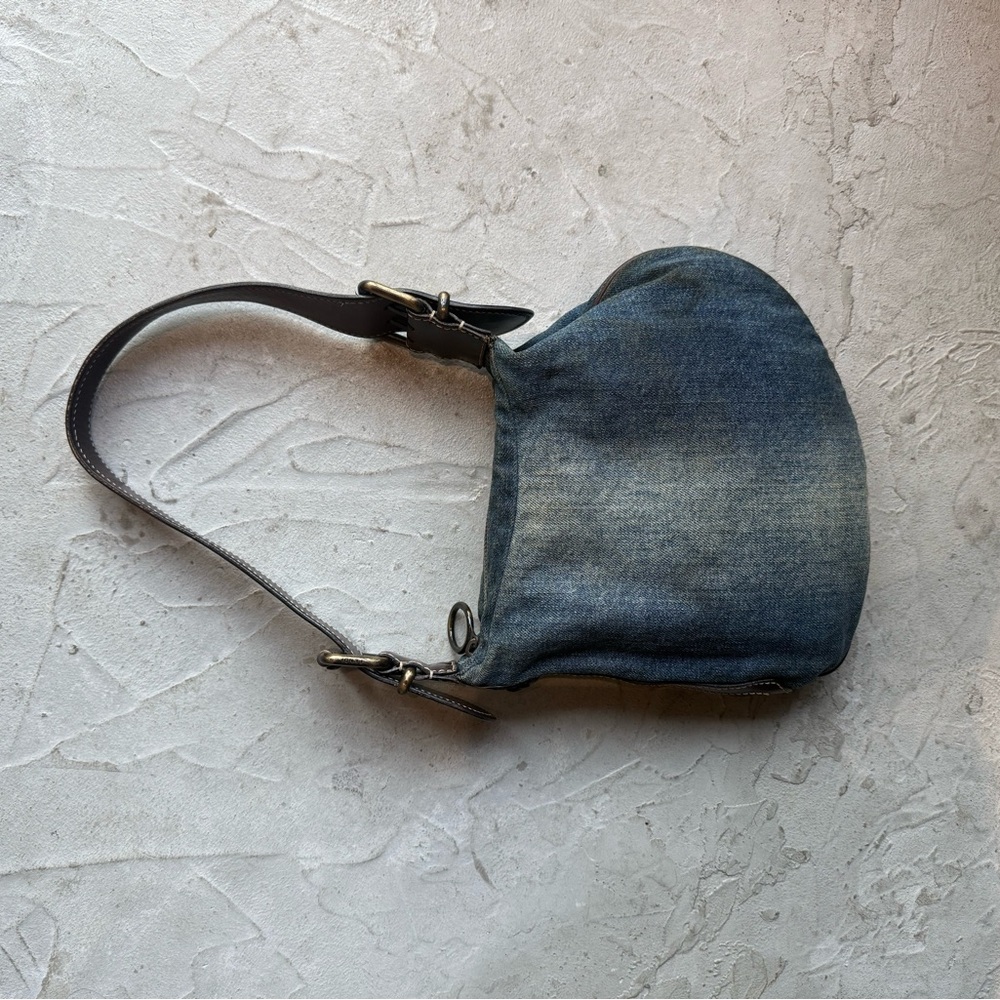 Fendi Oyster Denim Shoulder Bag with Brown Leather Trim - Picture 3 of 5